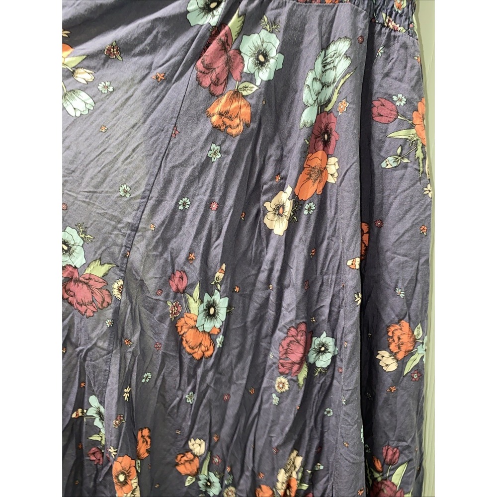 Jaase Small Blue Purplish Floral Boho Off Shoulder Smocked Midi Dress Beautiful - Picture 6 of 11